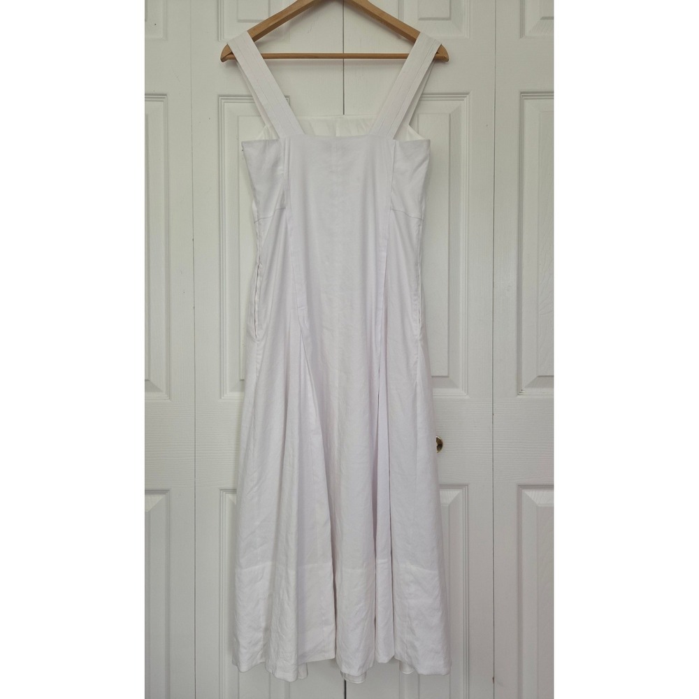 Vince Linen Blend Square Neck Midi Dress Womens 2 White NWT $468 V113151992 - Picture 5 of 8